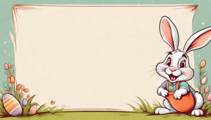 Wall Mural - Cute easter bunny with easter card and lots of copy space