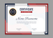 © Nurjen - red and blue minimalist horizontal certificate of achievement design template with gold badge