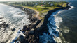An impactful image of an eroding coastline, illustrating the immediate threat to coastal communities due to rising sea levels and climate change.