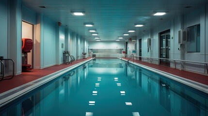 Wall Mural - Swimming pool in the hotel. AI generated art illustration.