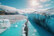 Glacier transformation: Pristine ice to rapid melt, climate impact.