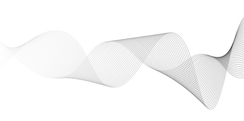 Abstract wavy technology curve lines on transparent background isolated. Grey wave swirl,Stylized line art background. Vector,