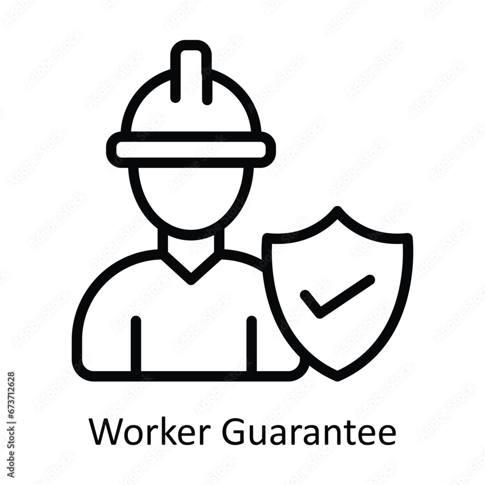 Work Guarenteed Worker Guarantee vector outline Design illustration. Symbol on White ...