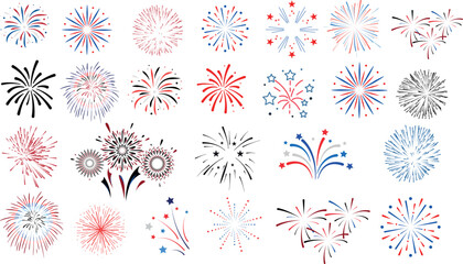 Wall Mural - fireworks vector illustration, vibrant colors for festive celebrations. ideal for new year eve, four