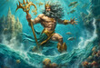 © 정선 박 - Shinhwa Poseidon (sea, fish).Generative AI