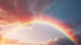 Fototapeta Tęcza - A rainbow arching across the sky representing the co  AI generated illustration