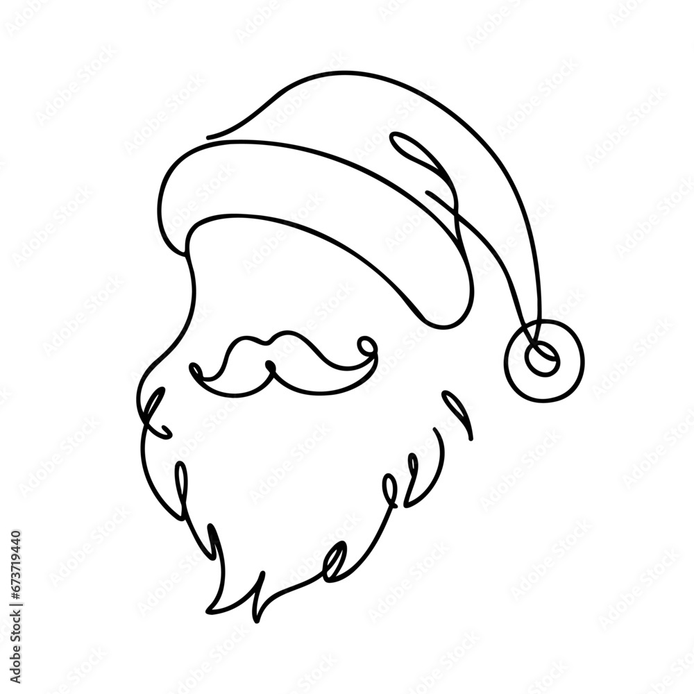 Continuous one line drawing of Santa Claus isolated on white background ...