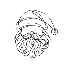 Wall Mural - Continuous one line drawing of Santa Claus isolated on white background. Vector illustration