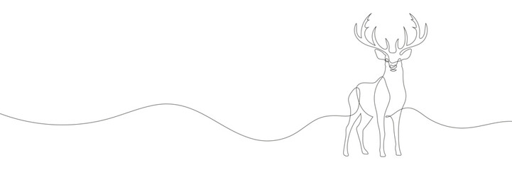 Deer drawn with one continuous line isolated. Vector illustration