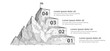 Infographic with 4 steps. Digital mountain. Step-by-step guide to digital success