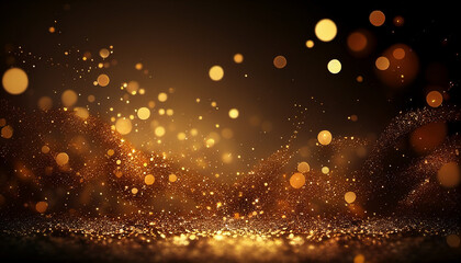 Wall Mural - Background of bokeh light and abstract gold glitter