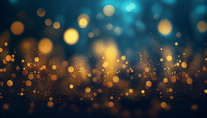 Wall Mural - Christmas background in blue and gold with bokeh lights