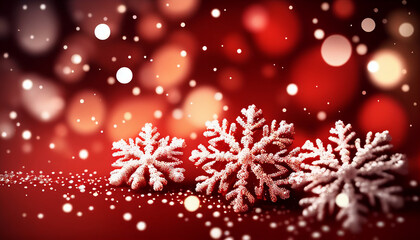 Wall Mural - Christmas background featuring bokeh lights and snowflakes