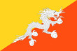 The official current flag of Kingdom of Bhutan. State flag of Bhutan. Illustration.