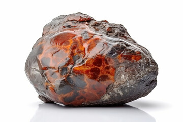 Wall Mural - Painite is a rare precious natural geological stone on a white background in low key. AI generated.