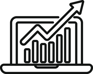 Poster - Laptop finance loan icon outline vector. Corporate invoice. Manage risk