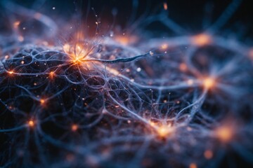 Wall Mural - A neuron net inside of brain, shimmering with a vibrant rainbow of colors. Generative Ai.