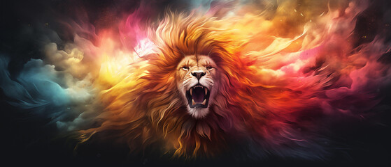 lion in rainbow colors (Generative AI)