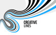 © Sylverarts - Creative lines vector abstract background, 3D perspective linear graphic design composition, stripes in dimensional rotation poster or banner.
