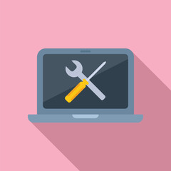 Poster - Service laptop error icon flat vector. Gadget data. Repair digital pc