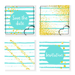 Wall Mural - Modern Invitation. Golden Branding Frame.