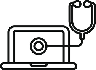 Wall Mural - Laptop service stethoscope icon outline vector. Button tool. Computer digital gadget