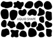 液体　形状　抽象的な形　黒　シルエット　ベクター　セット