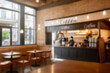 Coffee shop or cafe restaurant interior blur background.