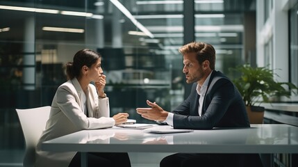 Aufkleber - Two business managers having a discussion in office conference room.