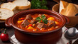 Traditional Hungarian goulash soup Bograch  in a bowl