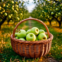 Canvas Print - wicker basket with apples