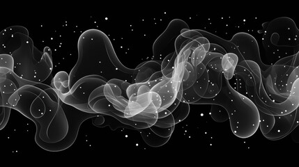 Wall Mural - Abstract smoke with particles on a black background