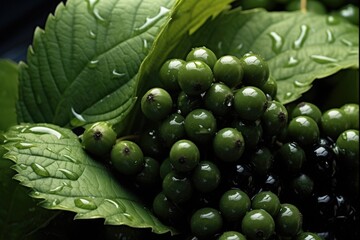 Wall Mural - Green wild berries.