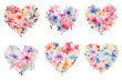 Watercolor love shape floral design set, watercolor flower love vector