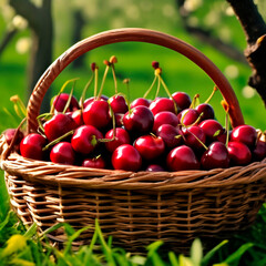 Canvas Print - cherries in basket