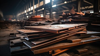 Poster - Big and old thick pieces of metal at factory.