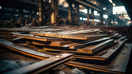 Poster - Big and old thick pieces of metal at factory.