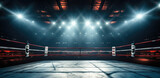 Boxing Ring In Arena, Empty professional boxing ring.