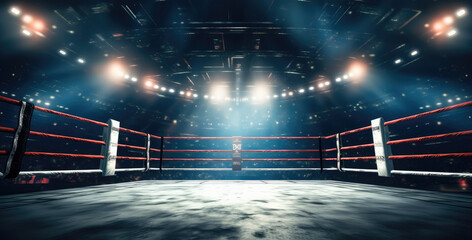 Aufkleber - Boxing Ring In Arena, Empty professional boxing ring.