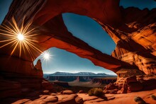 Sunburst Under Mesa Arch, With The Arches And Landscape