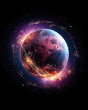Fototapeta Kosmos - Fantasy planet in space