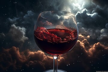 Poster - glass of wine made by midjeorney