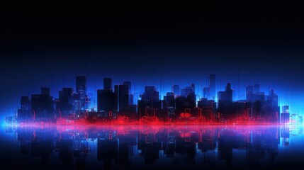 Wall Mural - illustration of neon glowing buildings