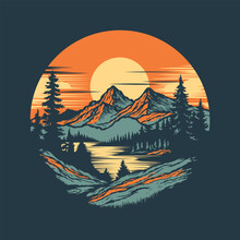 Mountain Logo. Illustration For T Shirt And Other.