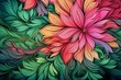 Abstract floral design background with vibrant pink and green colors. Generative AI