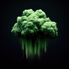 Radioactive green cloud with radioactive rain  isolated black