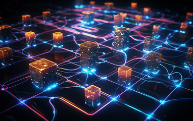 Sticker - computer network concept illustration,created with generative ai tecnology.