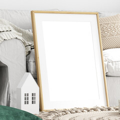 Wall Mural - Christmas frame mockup frame on the wall