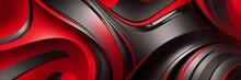 Abstract Banner With Red And Black Rounded Elements