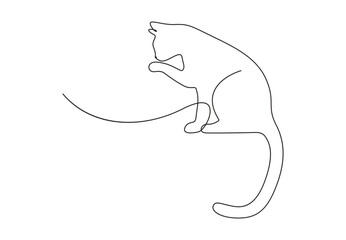 Wall Mural - Cat in continuous one line drawing style. Abstract and minimalist cat icon. Vector illustration. Pro vector. 